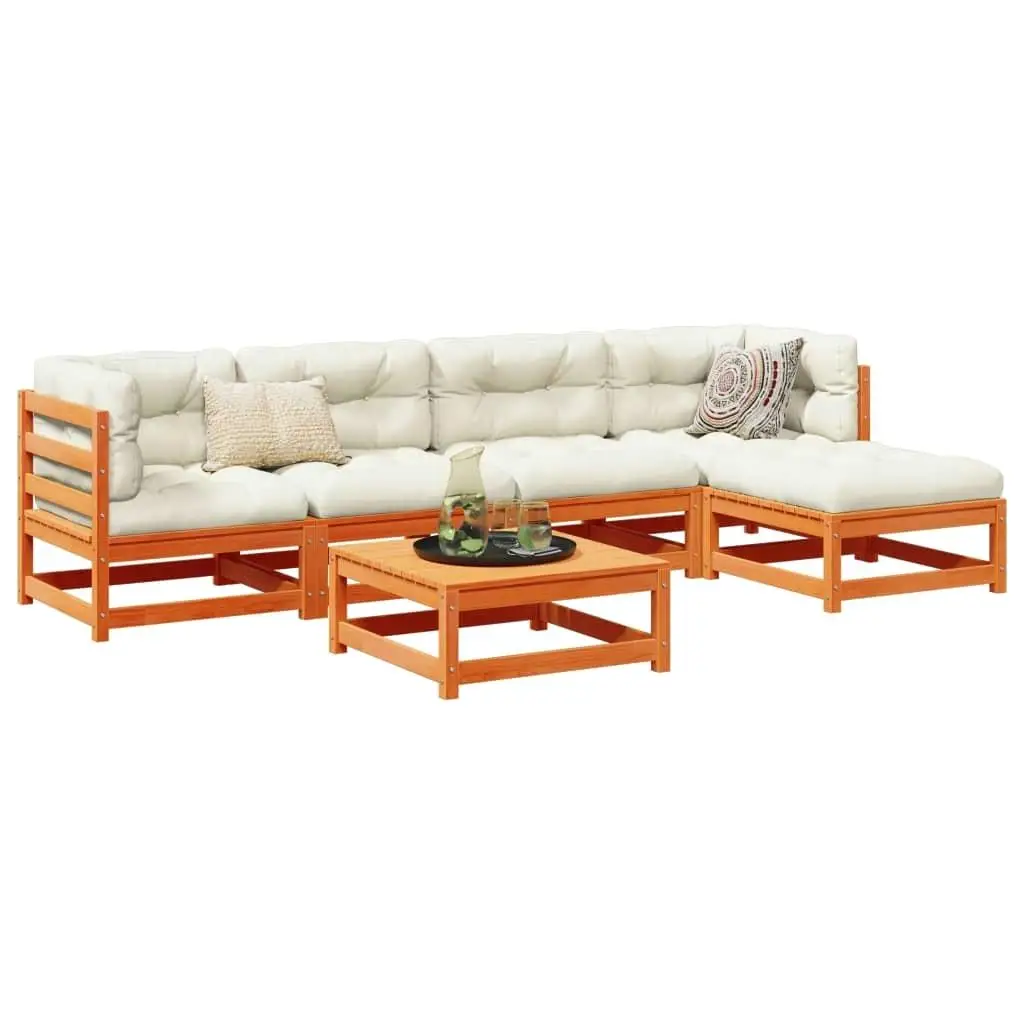 

Elegant Wax Brown and Cream Patio Sofa Set Outdoor Furniture Comfortable Garden Seating Cozy Relaxation Area