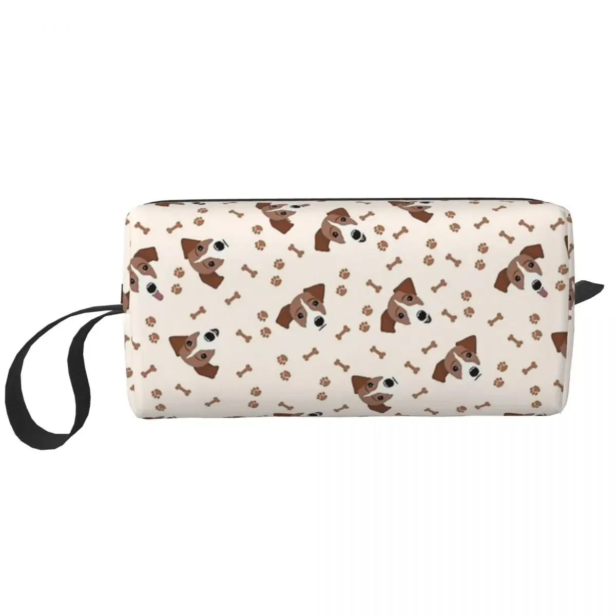 

Jack Russell Terrier Dog With Bones Makeup Bag Cosmetic Organizer Dopp Kit Toiletry Cosmetic Bag for Women Beauty Pencil Case