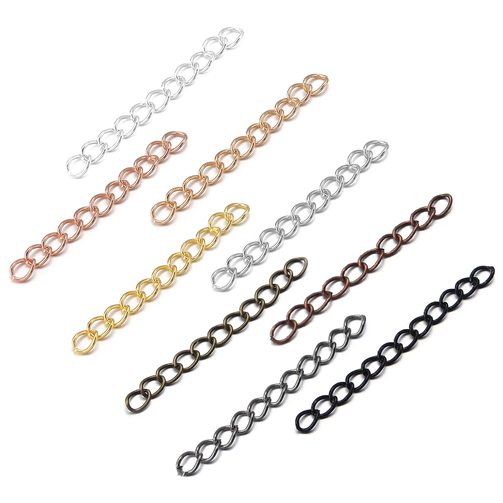100 قطعة/الوحدة 50/70 مللي متر تمديد الذيل سلاسل قلادة سوار تمديد سلسلة السائبة سلسلة DIY بها بنفسك صنع المجوهرات النتائج اكسسوارات