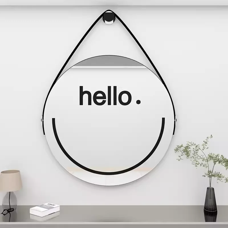 Hello Smiling Face Mirror Wall stickers For Living room Bedroom Shop scene decoration 3D DIY home decoration