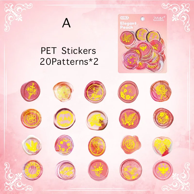 Journamm 40pcs/pack Waterproof PVC Droping Fire Lacquer Stickers DIY Scrapbooking Decor Envelope Creative Sticker Stationery