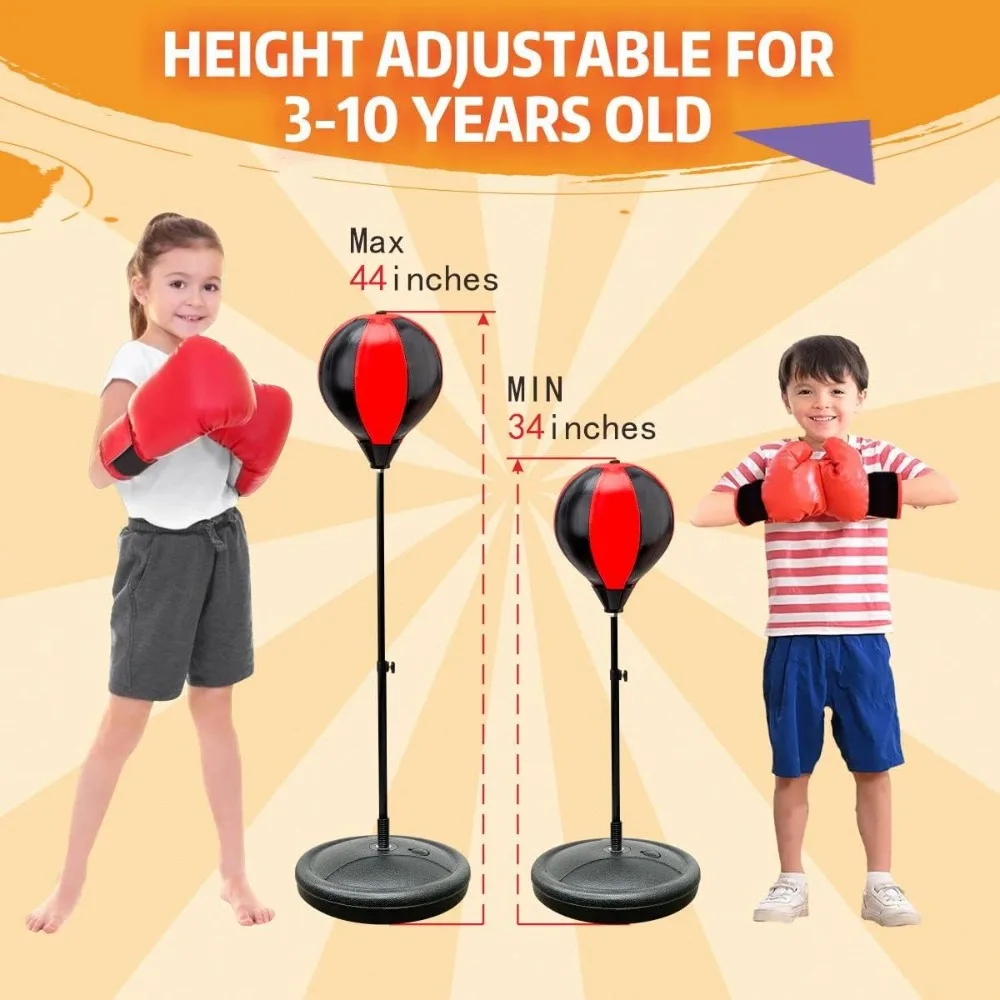 Adjustable Kids Punching Bag Set with Gloves, Ages 3-12, Fun Gift for Boys & Girls