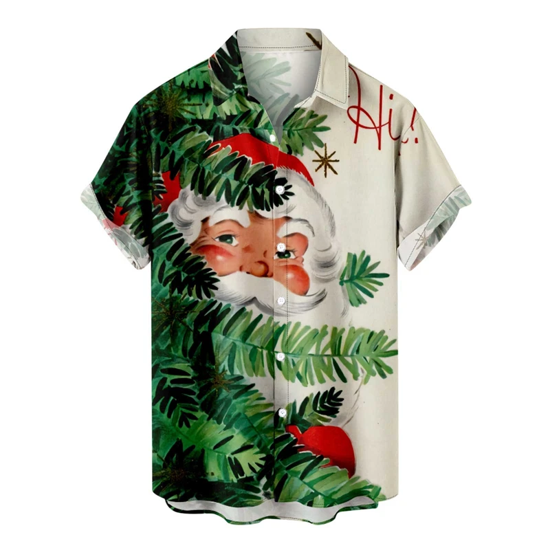 New Cheap Christmas Mens Clothing Men's Shirt Short Sleeve Tops 3d Santa Claus Graphic Shirt Male And Women Oversized Apparel