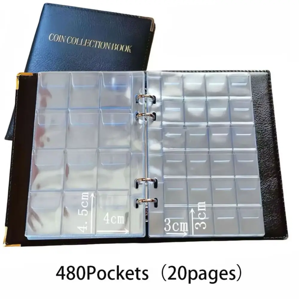 240/480 Pockets Coin Collection Book Abrasion‑proof Large Capacity Coin Holder Album Versatile Anti-lost Pocket Coin Album