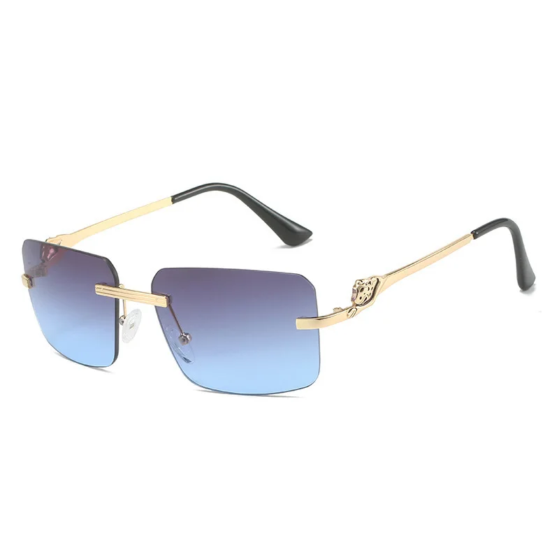 Fashion Rimless Sunglasses UV400 Rectangle Women Men Shades Hiking Square Sun Glasses Female Male Beach Vacation Travel Eyewear