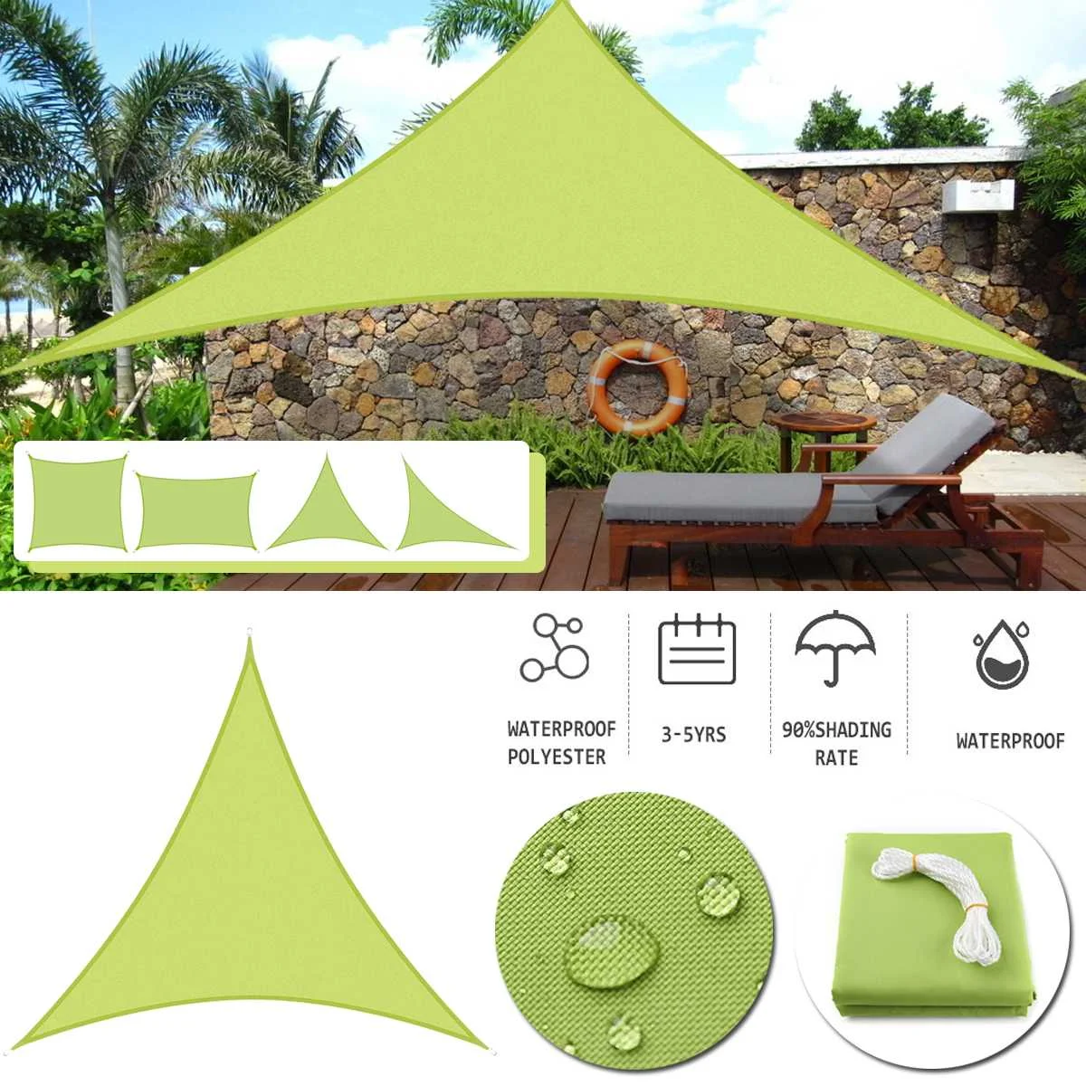 

300D Waterproof Sun-Shelter SunShade Sail Outdoor Rectangle Shade Sail Garden Canopy Yard Sail Beach Awning Shade Cloth