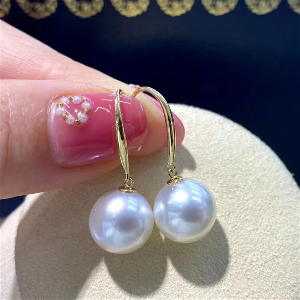 

DIY Pearl Accessories G18K Gold Earrings Empty Support Thick Plate Gold Earrings Decorative Support Women's 8-13mm Round G259