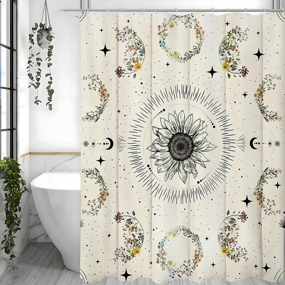 

Фаза Луны Астрономическая цветочная богемная занавеска для душа со звездами, декоративная занавеска для душа для ванной комнаты, водонепроницаемая занавеска для душа с Ho
