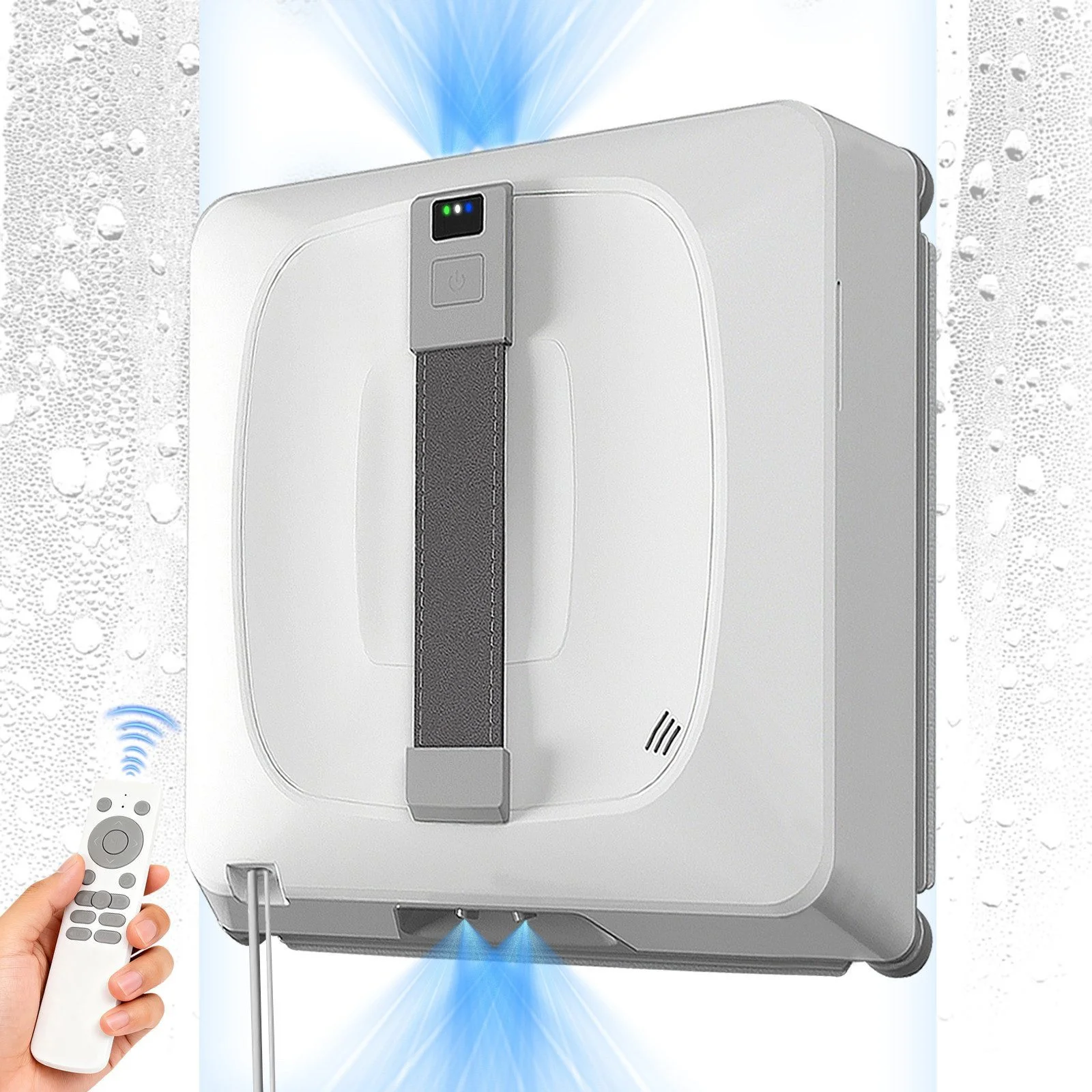 Robot per la pulizia delle finestre, aspirapolvere automatico con serbatoio dell'acqua, 4 ugelli di spruzzo, sensori laser, sistema di spruzzo innovativo, 4 panni in microfibra per la pulizia di