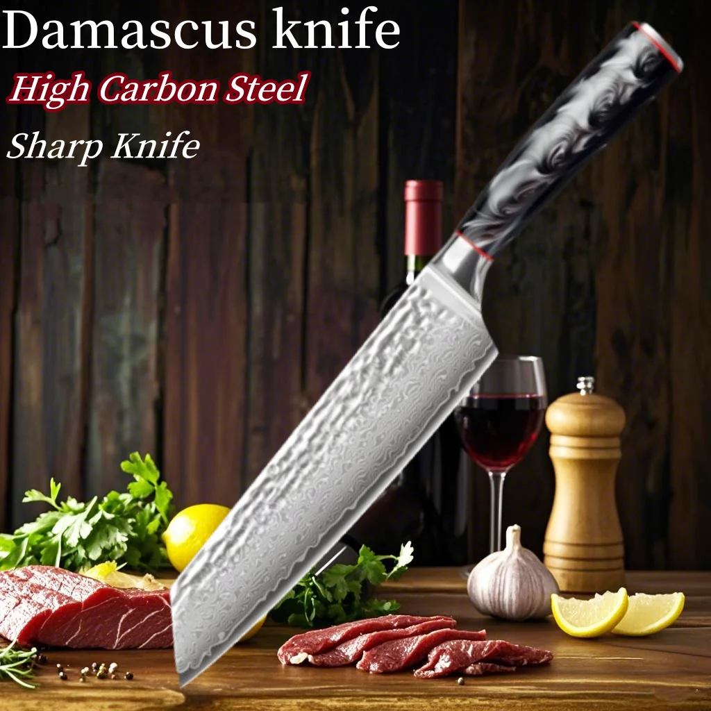 

Damascus Chef's Knife Professional 67 Floors Vg-10 Japanese Kitchen Knife Chef's Meat Cleaver Knives For Kitchen Wooden Handle
