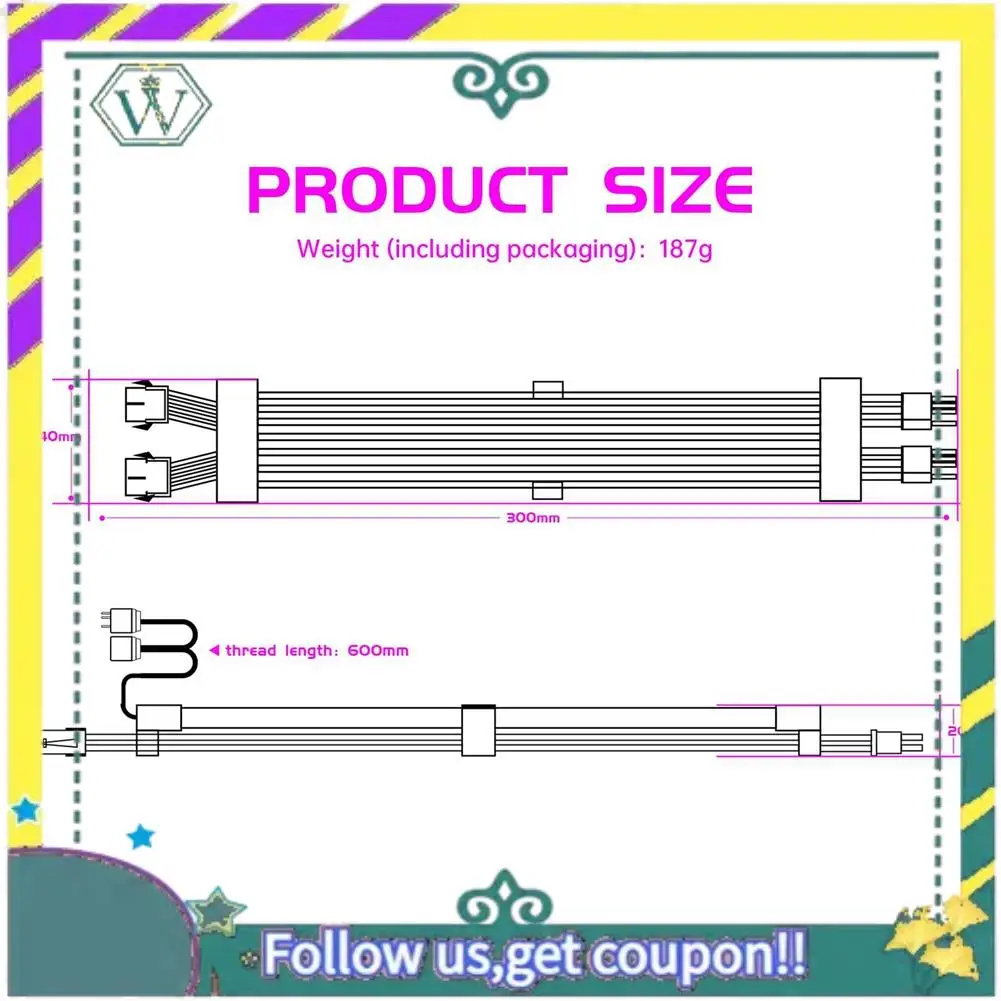 NEW ARGB PSU Cables 2X8pin PCIE ARGB PSU Cables Soft Silicone Bendable For Gaming PC Build