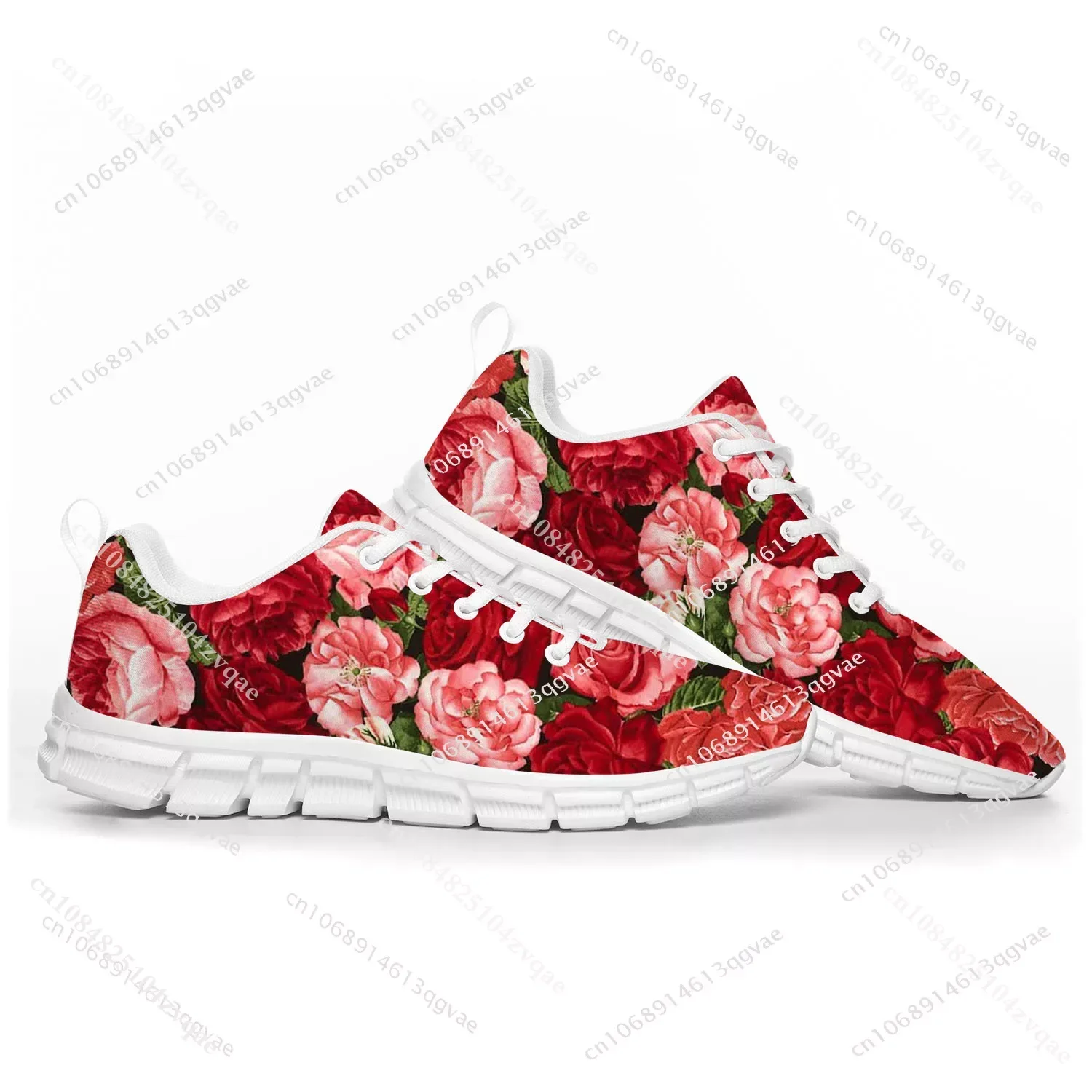 Zapatos deportivos con patrón de rosa para hombres, mujeres, adolescentes, niños, zapatillas personalizadas, zapatos casuales hechos a medida, pareja de alta calidad