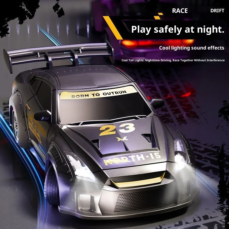 신형 1:43 RC 풀 프로포션 드리프트 카 고속 GTR 원격 조종 장난감 차량 자이로 스티어링 스로틀 사륜구동