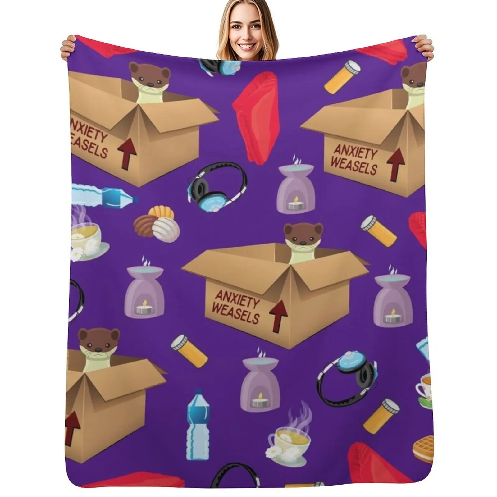Anxiety Weasel Protection Throw Blanket Summer Decorative Sofas Plaid decorative Heavy Luxury Brand Blankets