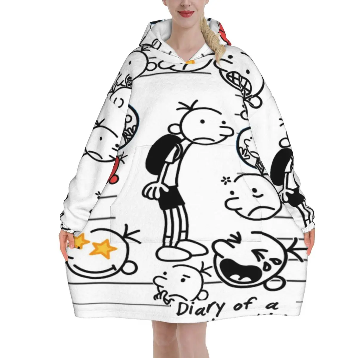 Diary Of A Wimpy Wearable Blanket Hoodie for Women Men Warm Cozy Oversize Blanket Sweatshirt Thick Fleece Hooded Blanket