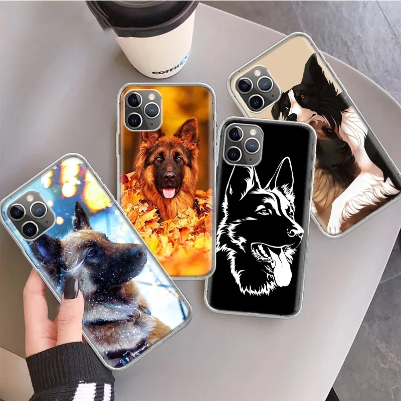 German Shepherd Dog Silicon Call Phone Case For Apple iPhone 16 15 14 11 Pro Max 13 Plus 12 Mini 7 8 + X XR XS SE Cover Shell 11