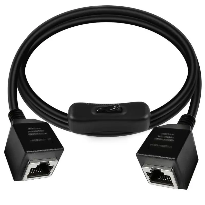 Ethernets Extension Cord CAT6e RJ45 Extension Cord with On Off Switchs Male to Female/90Degree RJ45 Networks Cable