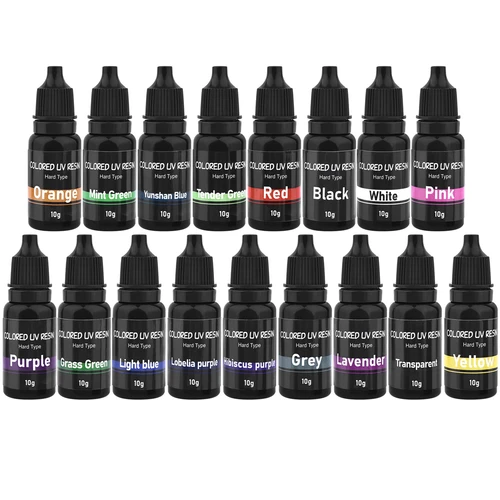 Imagen 2 del producto Pegamento de resina UV de 10g, resina epoxi de curado ultravioleta de colores, pegamento UV transparente, curación Solar, herramientas de fabricación de joyería DIY de secado rápido