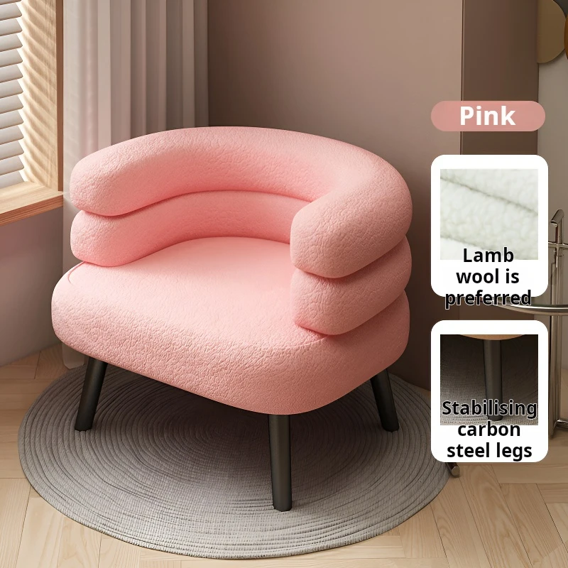 INS Lamb wool Armchair Living room Corner single sofa Bedroom Makeup chair luxury cofe hall Reception waiting chair furniture