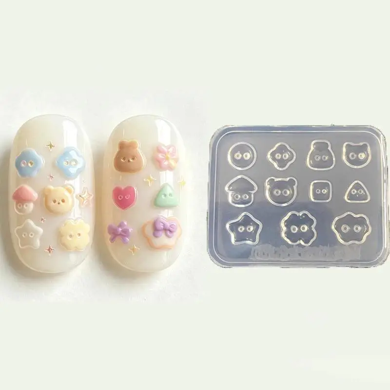 【HBA】1/2Pcs New-style Nail Art Button Mold For Hand-applied Nail Decorations, Featuring Zoo Animals Such As Bears And Rabbits.