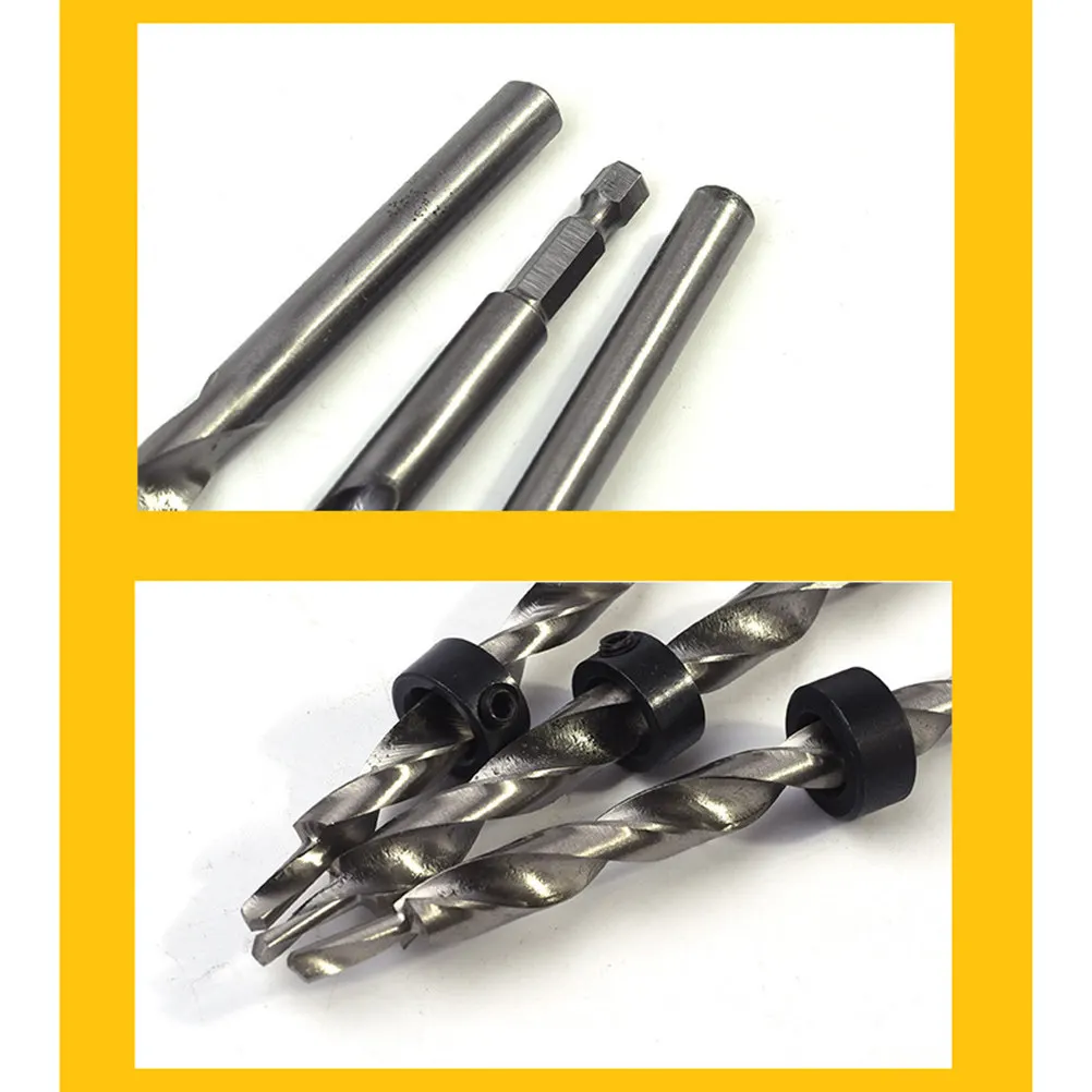 Hex Shank Countersink Drill Bit Wood Hole 9.5mm Titanium Plated Hss Carbon Steel Smooth Sawdust Discharge Woodworking Tool