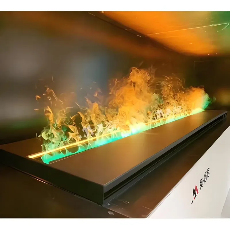 3D Water Vapor Fireplace Electric Insert Stainless Steel Modern Flame Effect Remote Control Indoor Home Apartment Wall Decor
