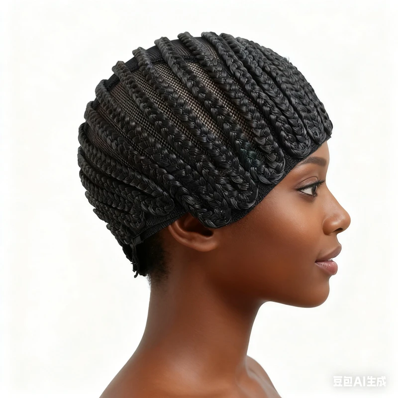 Black Cornrow Braided Wig Cap Easy Sew-in Glueless Breathable Crochet Hair Weave Wig Cap for Women