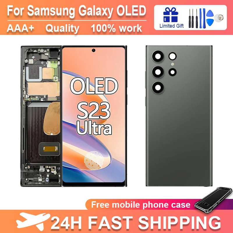 

Oled S23 Ультра экран в сборе для Samsung Galaxy S23 Ultra S918N S918B/DS ЖК дисплей без дефектов дисплей цифровой сенсорный экран Замена