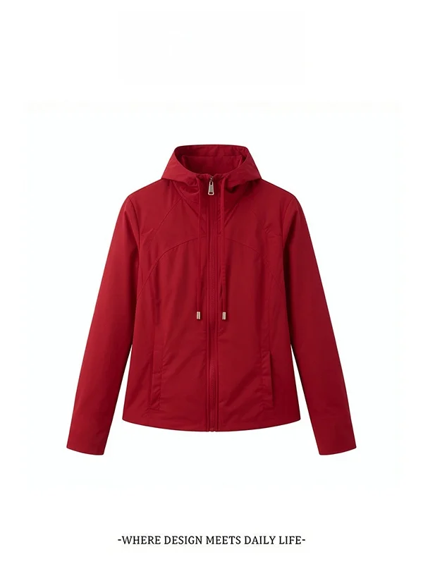 

Slim Fit Zipper Short Jacket for Women Commute Style Summer New Arrival Fashionable Sun Protection Coat Straight Hem Long Sleeve