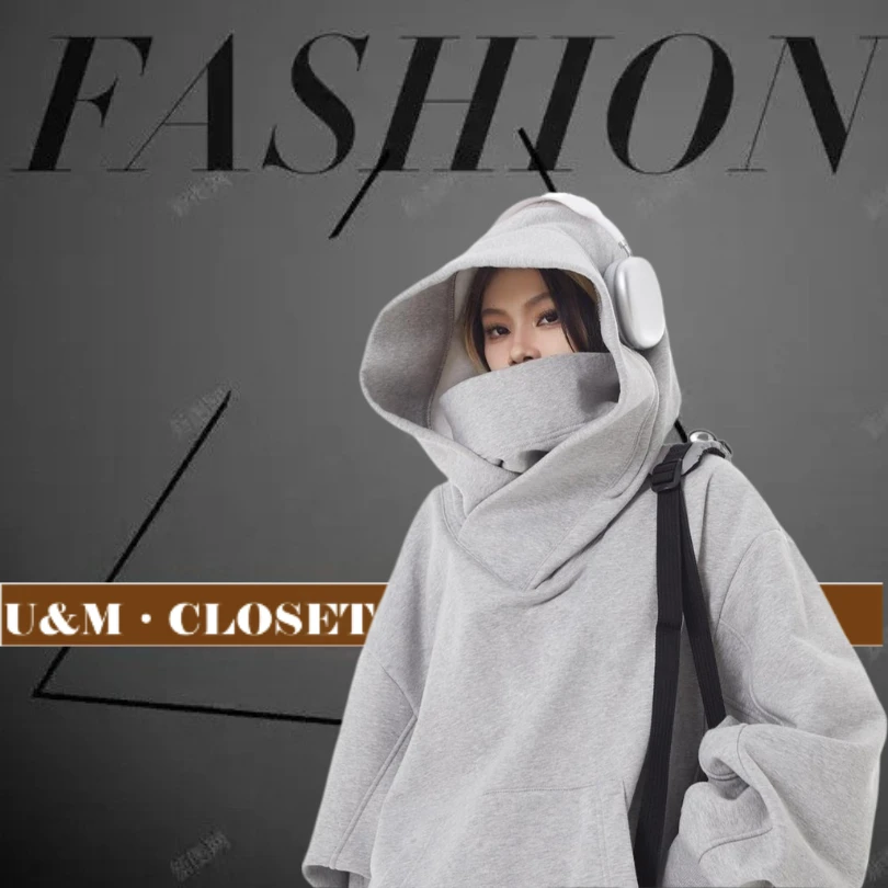 Felpa con cappuccio estetica per l'ansia sociale nuova da donna Giacca calda ispessita foderata in pile stile pigro Top comodo e vestibilità ampia casual