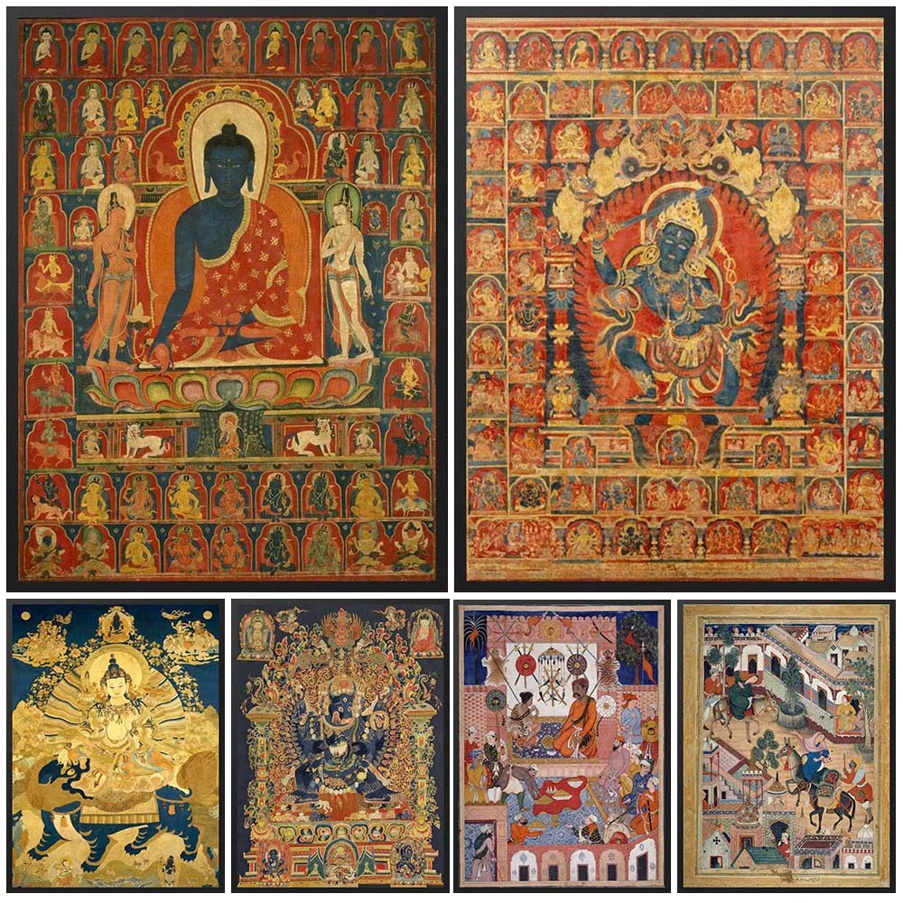 

Religion Buddhism Buddha Statue Kali Shiva Posters Wall Pictures For Living Room Nordic Poster Wall Art Canvas Painting Unframed
