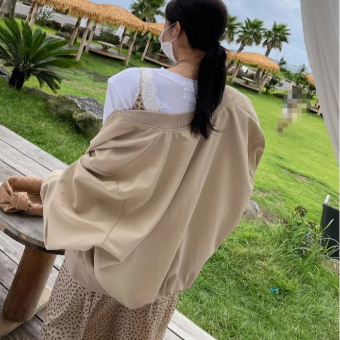 Retro Style Loose Women's Baseball Jacket Autumn Fashion Outerwear Korean Chic Stand Collar Windbreaker Coat Female Neutral