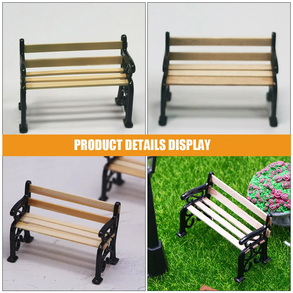 

2 шт. миниатюрные парковые скамейки, винтажные, из дерева и железа, маленькая деревянная мебель для мини-дома, декор для спальни и гостиной, миниатюрная мебель