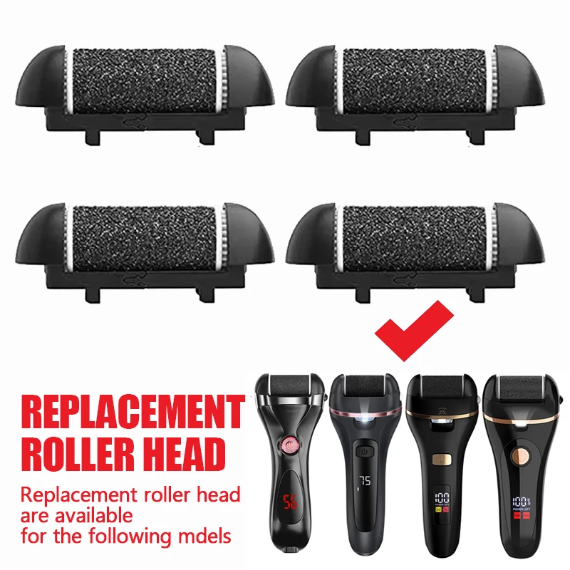

6 Pcs Foot Care Tool Heads Hard Skin Remover Refills Replacement Rollers for Cracked Heels Calluses and Dead Skin Black