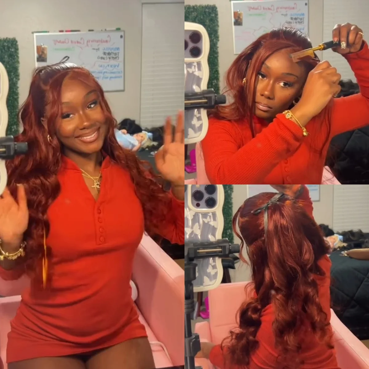 

32-дюймовый красновато-коричневый объемная волна 13x4, парик из натуральных волос на шнуровке, предварительно выщипанный бразильский прозрачный парик на фронтальной части шнурка для женщин