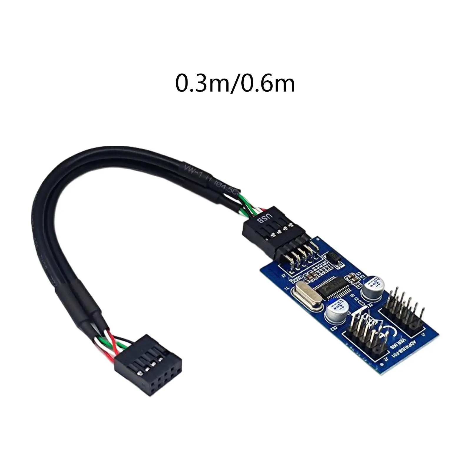 USB Splitter Cable 1 to 2 Extension Adapter Multi USB Socket for Mainboard 9pin Header Device Connection