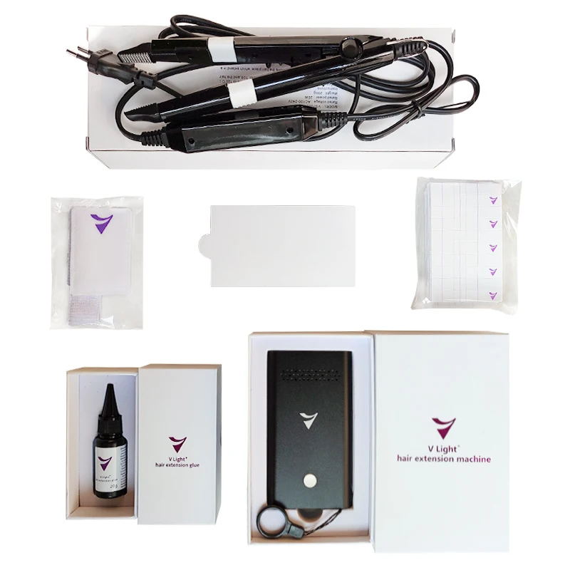 V-Light Technology Hair Extension Machine Hair Extension Tools Kit Set with V light Hair extension glue