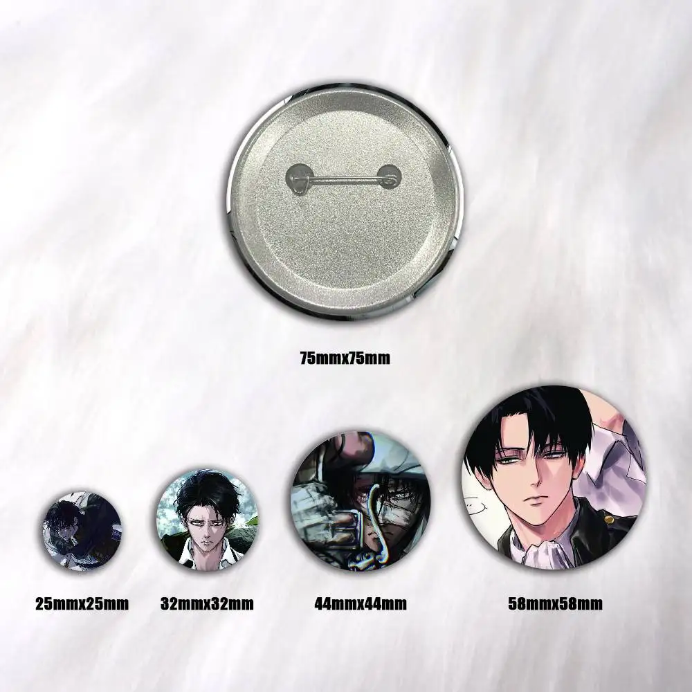 Anime Levi Ackerman Creative Round Button Badges Cute Pin Brooch for Backpack Clothes Lapel Jewelry Accessories Friends Gift