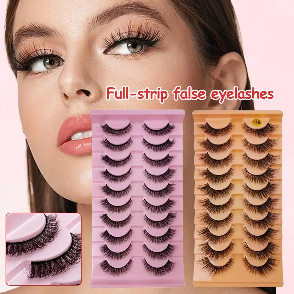 Full-strip False Eyelashes Natural Look Faux Mink Eyelashes Fluffy Cat Eye Strip Eyelash Small Fake Lashes Set For Beginners