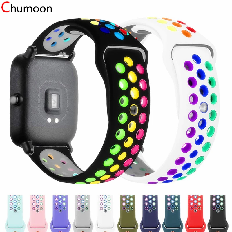 Silicone Strap For Amazfit Bip/GTS/2/GTS2 Mini/2e/GTR 42mm/47mm/GTR2/ Bracelet Samsung Galaxy watch 3 4mm 46mm active 2 40mm