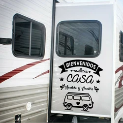 Custom Name Spanish Welcome To Our House Camper Rv Motorhome Sticker Decal Vinyl Camping Travel Home Decor