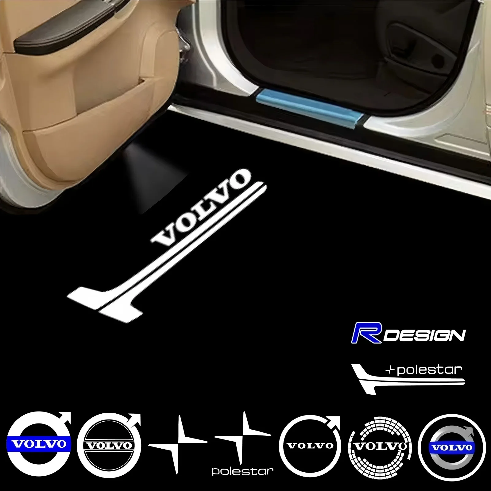 2PCs Car Door Light LED Welcome Laser Projector Logo Lamp Backlight For Volvo Rdesign V50 S60 XC60 S40 XC40 XC90 V6 Accesorios