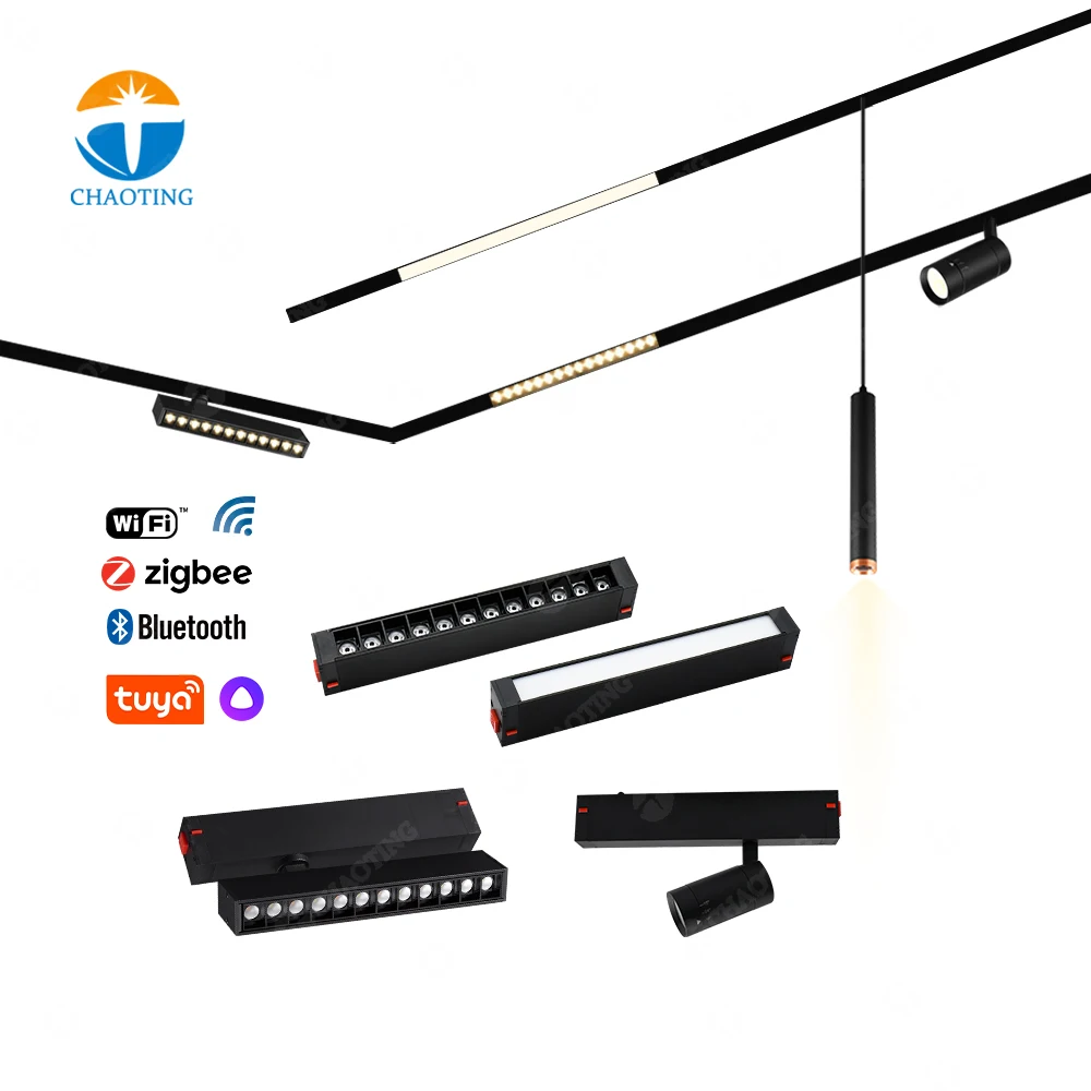 Surface Recessed Linear Spotlight Embedded Track Rail Aluminum Magnetic Track Light System Trimless LED Track Light