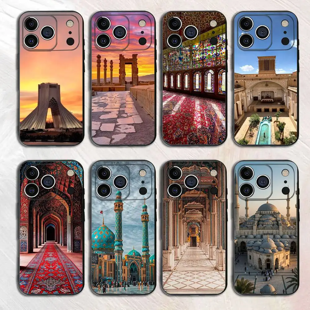 

Famous Tourist Attractions in Iran Silicone Soft Phone Case For iPhone17,16,15,14,13,12 Pro Max Plus X XR SE Cover