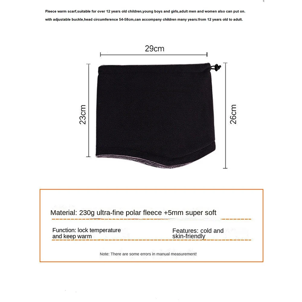 8-15T Winter Warm Plush Fleece Scarf for Boys Girls Women Men Outdoor Kids Neck Gaiter Women Collar Scarf Muffler