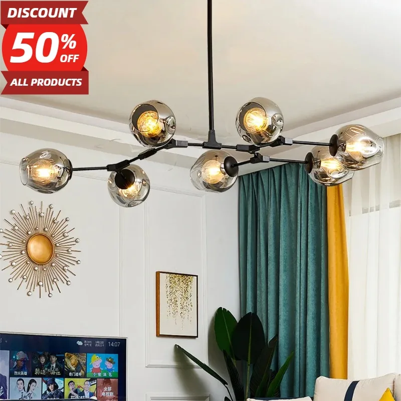 

Nordic Glass Chandeliers Modern Indoor Ceiling Chandeliers Living Room Deco Lighting Home Fixtures Loft Hanging Lamps LED