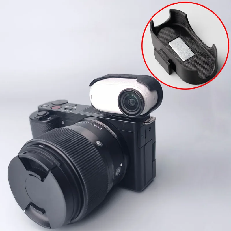 For Insta360 Go3/3S Action Camera Cold Shoe Magnetic Mount Enclosed Adapter Horizontal/Vertical Secondary POV Accessories