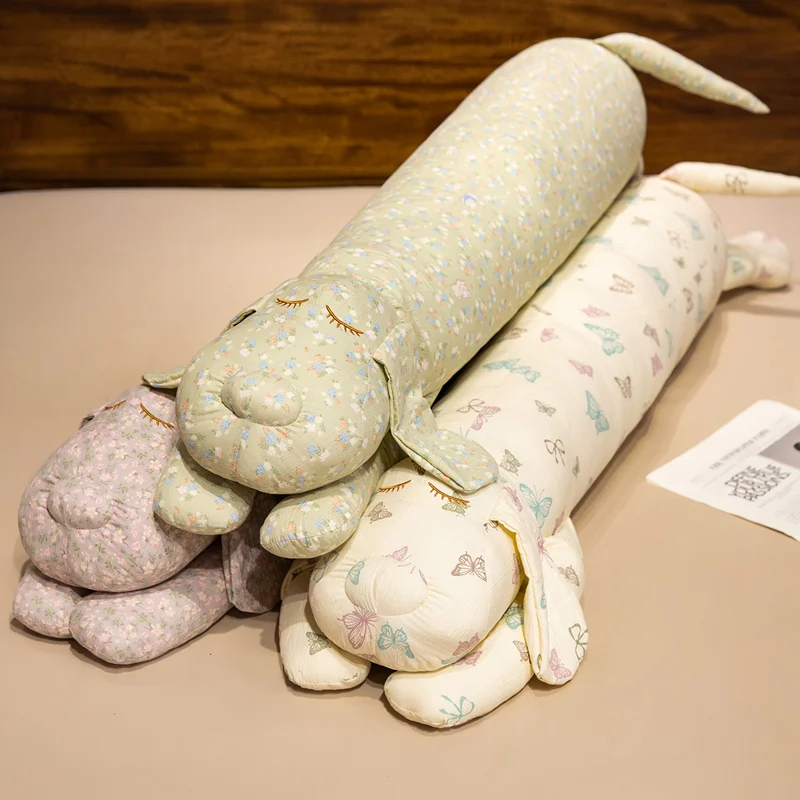 

Красивая плюшевая подушка для щенка с цветочным принтом, длинная подушка из чистого хлопка, уютный спальный компаньон, кавайный декор для комнаты