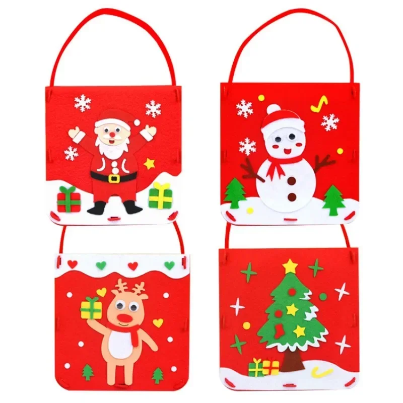 Jouets de bricolage faits à la main pour enfants, sac à main de gril, kits d'artisanat de Noël, tissu non tissé, éducation Montessori, sac pour enfants, cadeau de décoration de Noël