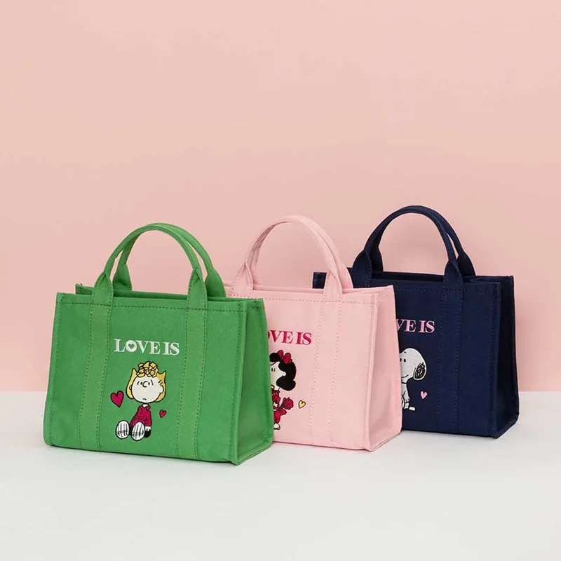 Kawaii Snoopy Charlie Brown Canvas Bag Handbag Single Shoulder Bag Casual and Versatile High-Capacity Ins Birthday Gift For Girl